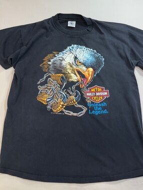VTG 1989 Harley Davidson Shirt Holoubek Single Stitch Unleash the Legend RARE